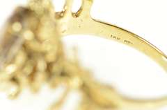 10K Yellow Gold Marquise Smoky Quartz Brutalist Statement Ring