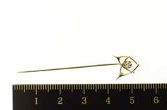 14K Yellow Gold Diamond Retro Wish Bone Lucky Symbol Stick Pin