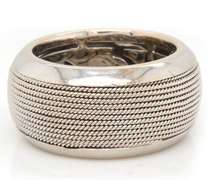Contemporary 18kt WG Wide Ribbed Band with Diamond Heart Center