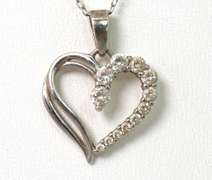 Cute CZ Heart Necklace in Sterling Silver