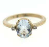 Favorite Yellow Gold Oval Aquamarine and Diamond Ring