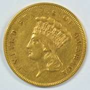 Super Rare 1855 US $3 Gold Piece in near Mint condition
