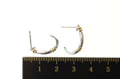 10K White Gold Two Tone Baguette Diamond Channel Curved Earrings