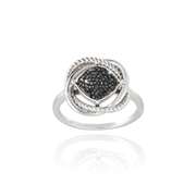 Sterling Silver 1/4ct Black Diamond Love Knot Ring