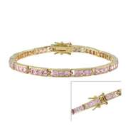 18k Gold over Sterling Silver Pink Square CZ Tennis Bracelet
