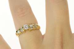 14K Yellow Gold 0.81 Ctw Diamond Baguette Accent Engagement Ring