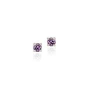 Sterling Silver Genuine 1/2ct Amethyst 4mm Round Stud Earrings - February Birthstone