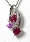 Sterling Silver Pink and Red Stone Neck