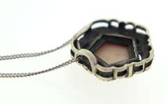 Italian Sterling Silver Marcasite Flower Pendant Necklace