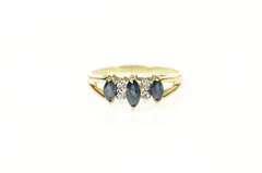 14K Yellow Gold Marquise Sapphire Diamond Accent Statement Ring