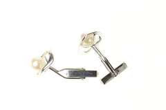 14K White Gold 8.3mm Retro 1960's Pearl Fancy Geometric Cuff Links