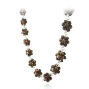 Sterling Silver Brown Cats Eye Bead Cluster Necklace