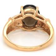 Gorgeous 14kt YG Oval Smokey Quartz & Pave Diamond Ring