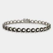 Sterling Silver Black Diamond Accent Circle and Bar Bracelet