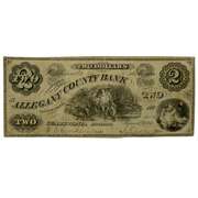 June 1 1861 $2 Allegany County Bank Cumberland  Maryland Note
