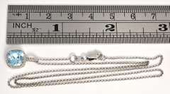 Chic Blue Topaz & Diamond Necklace in 14L WG