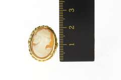 14K Yellow Gold Retro Ornate Carved Shell Cameo Statement Ring