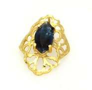 Ornate Blue Quartz Pendant in Gold