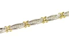 10K White Gold 0.97 Ctw Diamond Two Tone Tennis Bar Link Bracelet