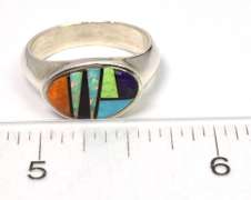Sterling Silver Multi Color Enamel Ring