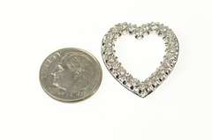 14K White Gold 0.48 Ctw Diamond 1950's Classic Heart Pendant