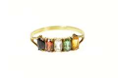 18K Yellow Gold Onyx Garnet CZ Tourmaline Citrine Band Ring