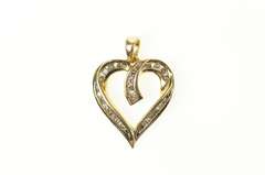 10K Yellow Gold Classic Curvy Diamond Heart Love Symbol Pendant