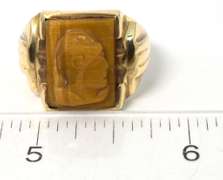Intriguing Cat's Eye Centurion Carved Cameo Ring in Yellow Gold