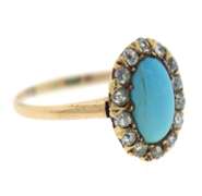 Beautiful Yellow Gold Turquoise and Diamond Ring
