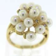 Beautiful Pearl and Diamond Cluster Ring