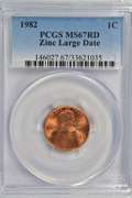 1982 Large Date Lincoln Cent in PCGS MS67RD