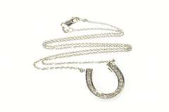 14K White Gold 0.31 Ctw Diamond Horse Shoe Lucky Chain Necklace