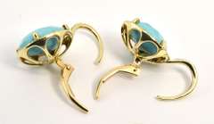 Stylish Turquoise & Diamond Earrings in 14K YG