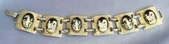 Chinese Reverse Intaglio, Lady w/ Umbrella 'Geisha' & 'Rickshaw' Bracelet