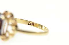 10K Yellow Gold Emerald Cut Amethyst Retro Statement Ring