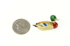 14K Yellow Gold Elaborate Enamel Mallard Duck 3D Statement Pin/Brooch