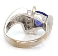 Glowing 14kt WG Trillion Cut Tanzanite & Diamond Ring