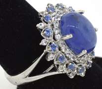 Breathtaking Tanzanite & White Sapphire Ring in Sterling Silver