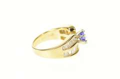 14K Yellow Gold 1.60 Ctw Oval Tanzanite Baguette Diamond Ring