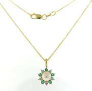 Wonderful Pearl, Diamond and Emerald Necklace