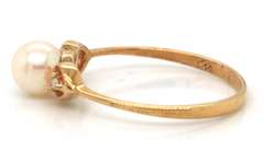 Delicate 14kt YG Pearl and Diamond Ring