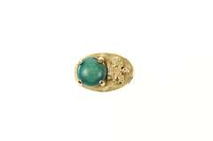 14K Yellow Gold Victorian Green Cabochon Slide Bracelet Charm/Pendant
