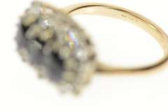 10K Yellow Gold 1.57 Ctw Natural Sapphire Diamond Halo Ring
