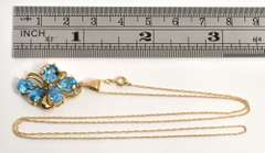 Bright Blue Topaz Cluster Pendant