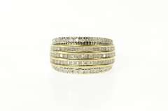 10K Yellow Gold 1.05 Ctw Tiered Diamond Row Statement Band Ring