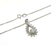 Twinkling 14kt White Gold Diamond Swirl Pendant on Chain Necklace