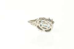 10K Yellow Gold Oval Blue Topaz Diamond Accent Statement Pendant