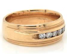 Handsome Gents' 14kt YG Channel Set Wide Band
