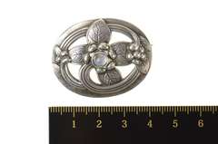 Sterling Silver Georg Jensen Moonstone Leaf Swirl 138 Pin/Brooch