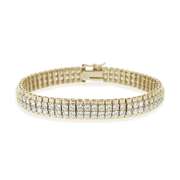 18K Gold 3ct Cubic Zirconia Two-Row Bracelet
